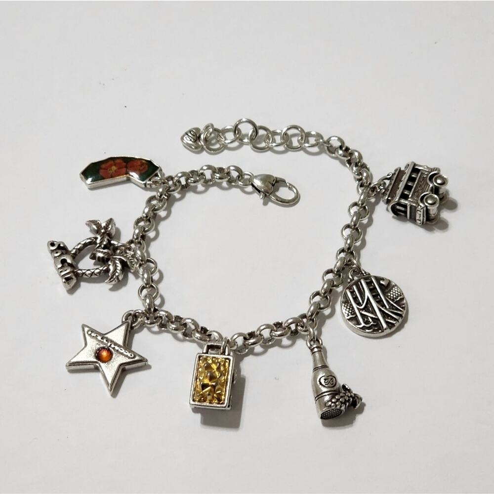 Brighton California‎ wine palm trees gold cart star charm bracelet